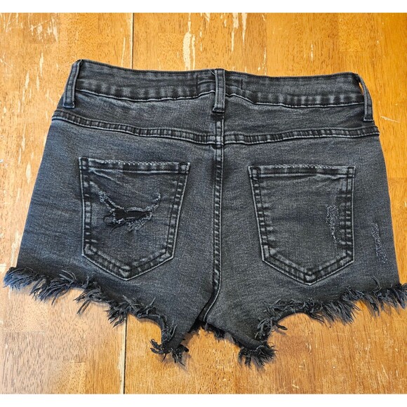 Womens Shorts Size 27 Just USA Button Fly Distressed Hem Black Gray - Picture 4 of 4